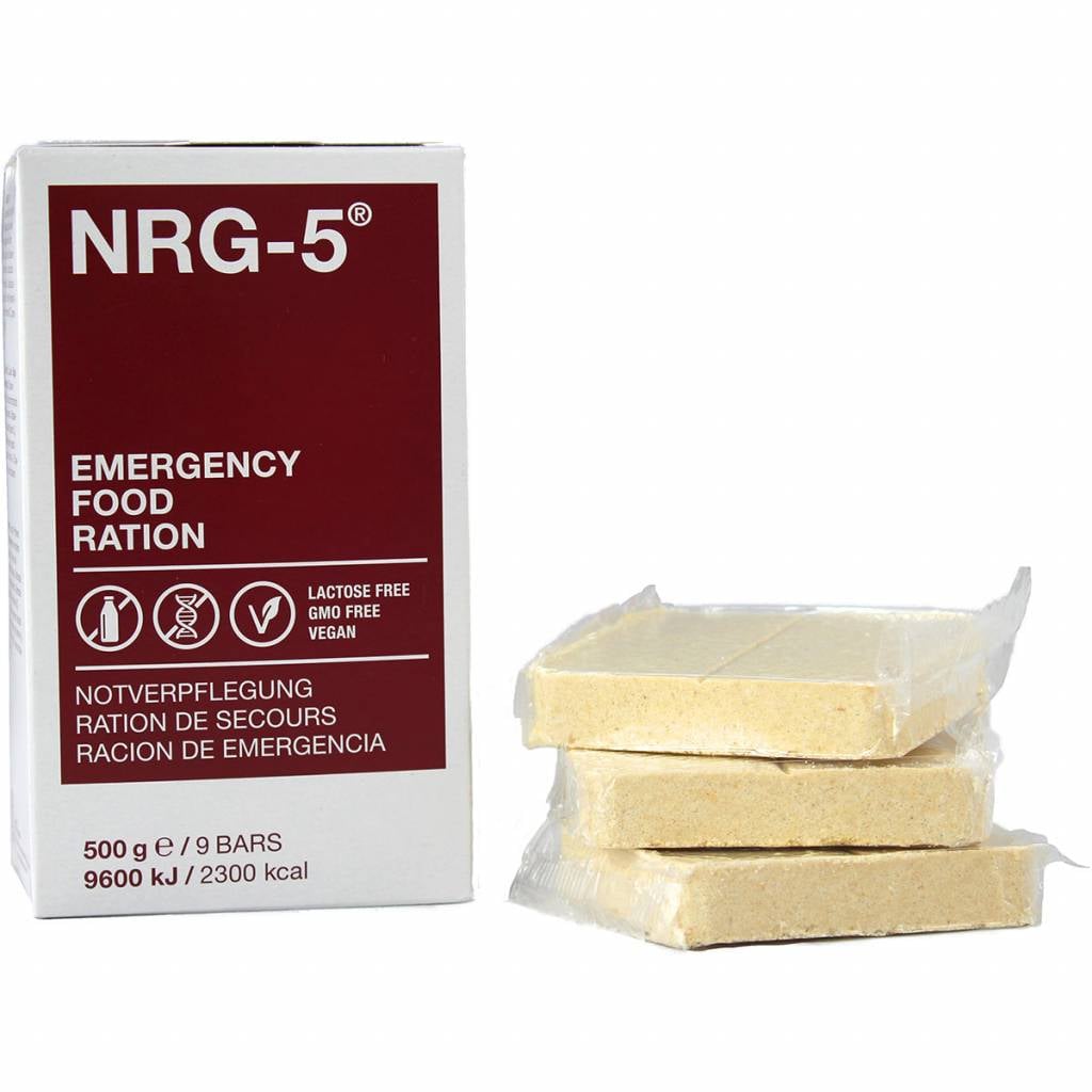 NRG-5 noodrantsoen 500 gram — verpakking met repen