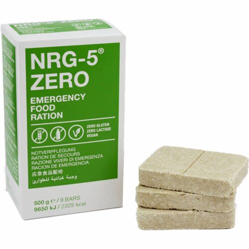 NRG-5 ZERO noodrantsoen 500 gram — verpakking met repen