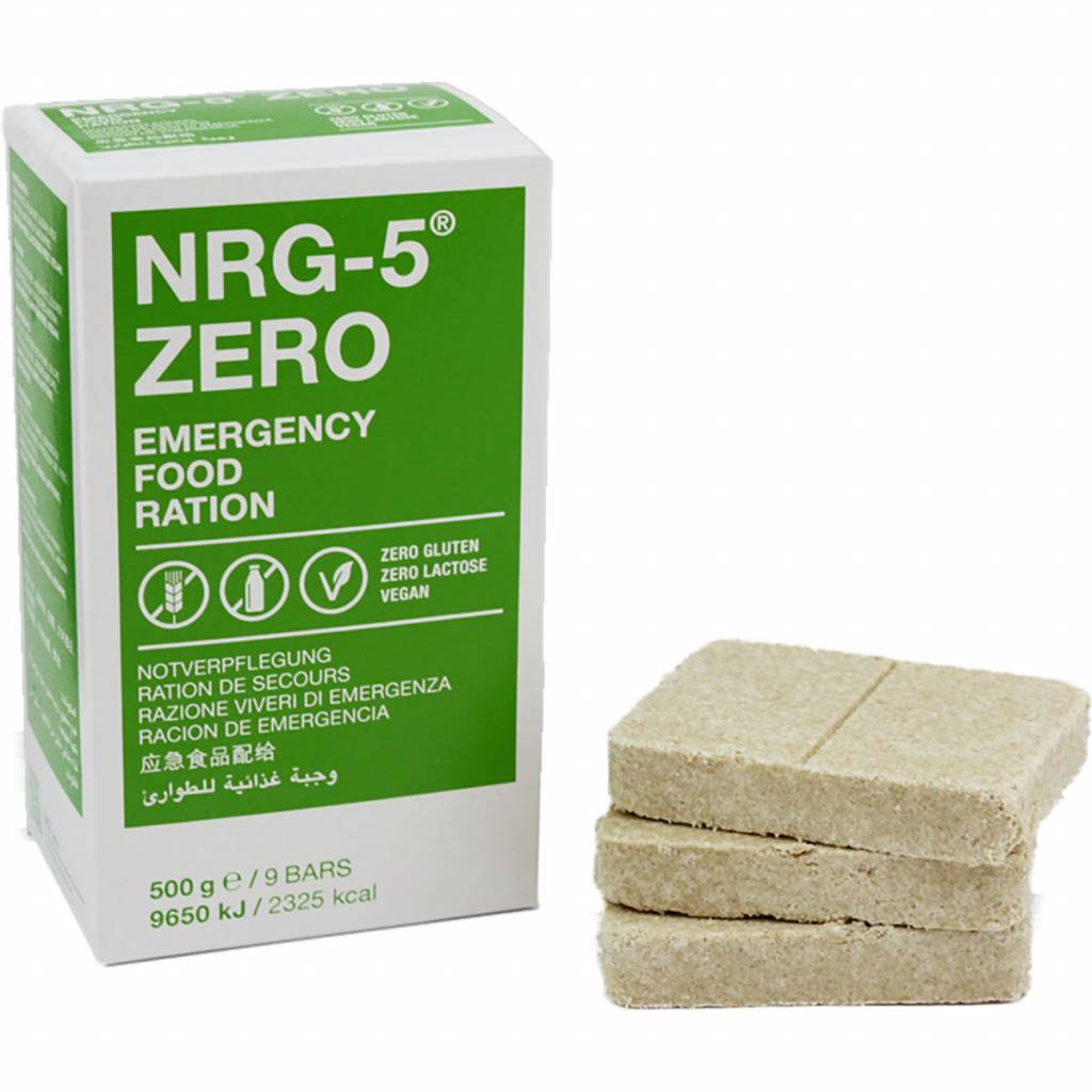 NRG-5 ZERO noodrantsoen 500 gram — verpakking met repen
