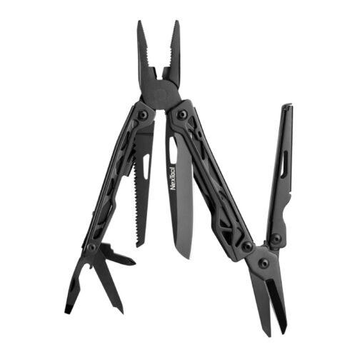 Nextool Black Knight — open met tang en uitgeklapte gereedschappen