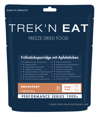 Trek ’n Eat Breakfast porridge with apple pieces PS1000+ PS1000+ verpakking