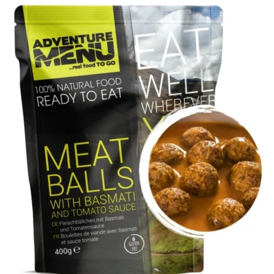Adventure Menu Meatballs with basmati and tomato sauce — fabrikantverpakking
