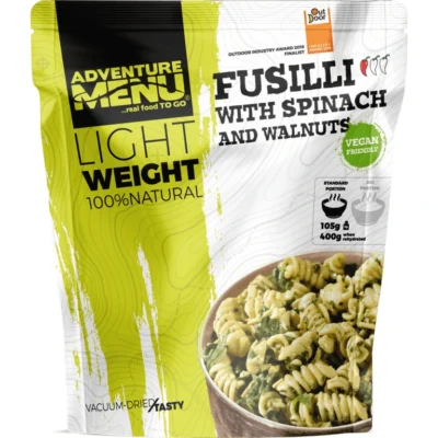Adventure Menu Fusilli with spinach and walnuts — fabrikantverpakking, standaardportie
