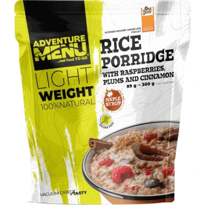 Adventure Menu Rice Porridge with Raspberries, Plums and Cinnamon — fabrikantverpakking
