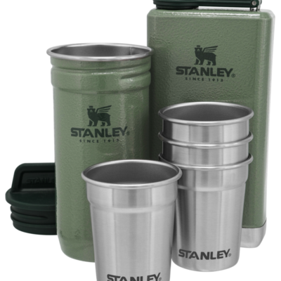 The Pre-Party Shotglass + Flask Set Hammertone Green