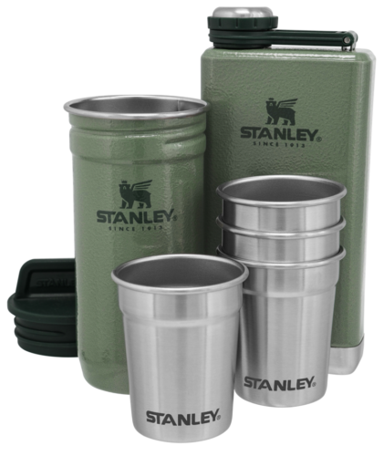 The Pre-Party Shotglass + Flask Set Hammertone Green