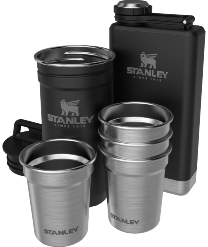 The Pre-Party Shotglass + Flask Set Matte Black