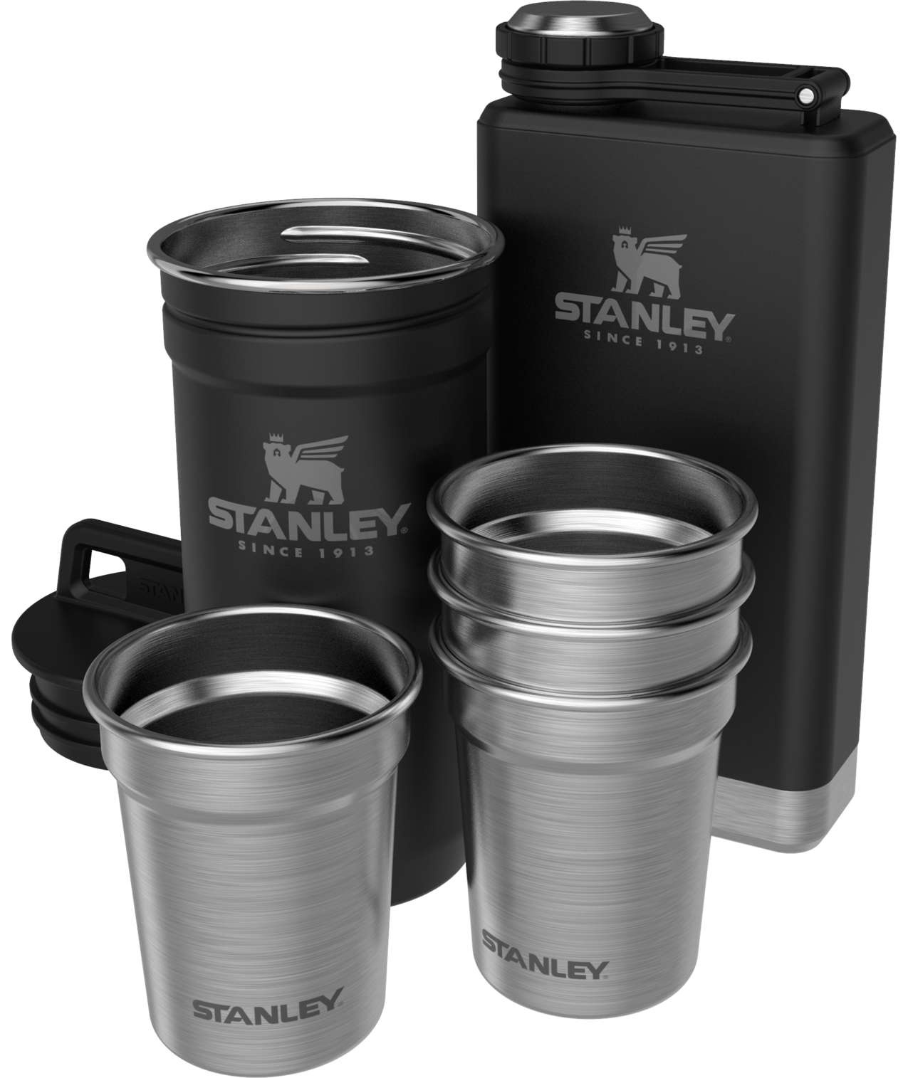 The Pre-Party Shotglass + Flask Set Matte Black - Afbeelding 1
