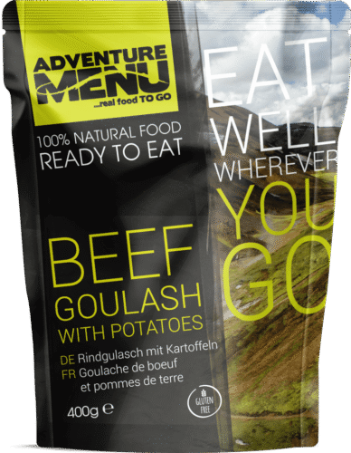 Beef goulash with boiled potatoes