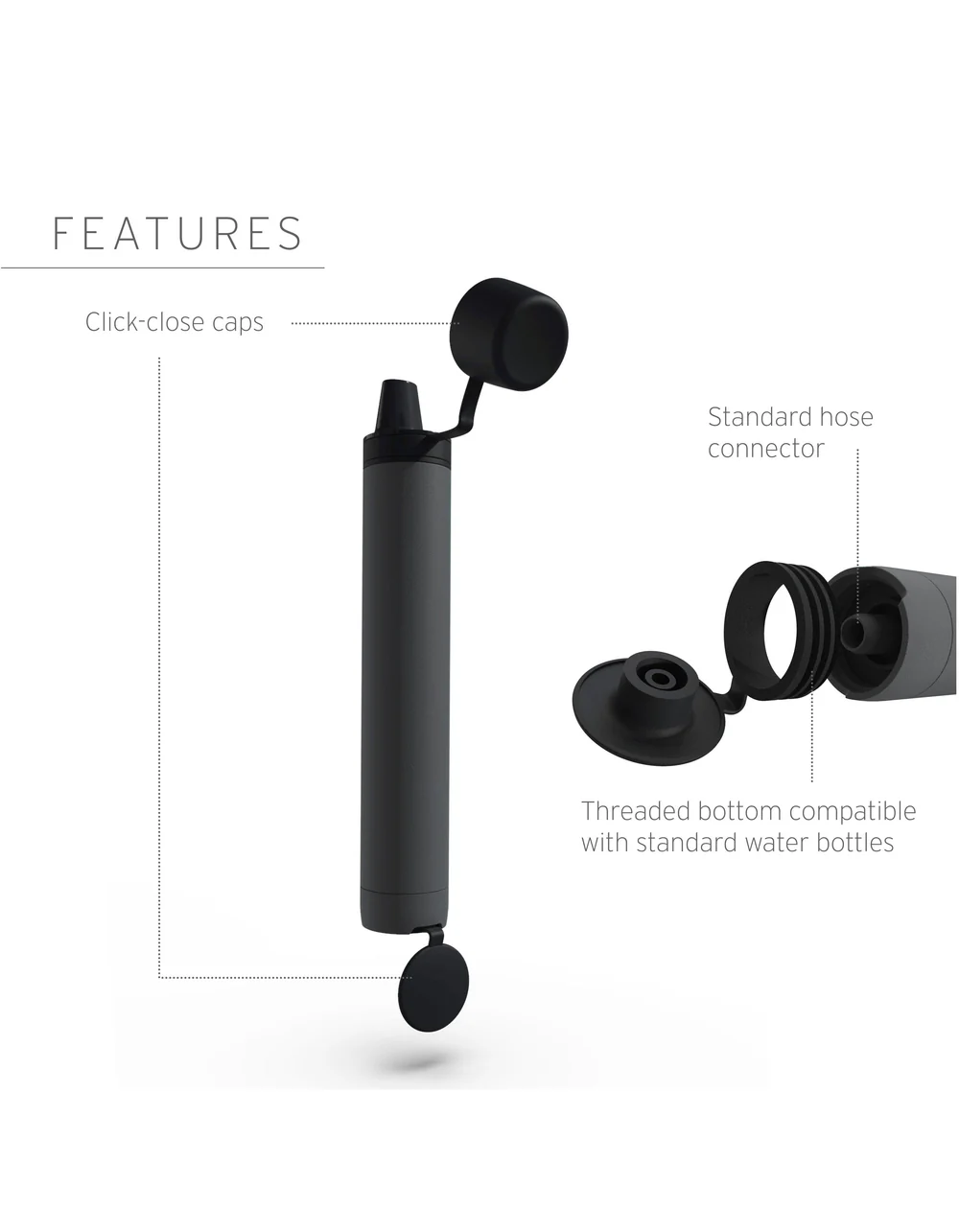 Personal Water Filter Straw Dark Grey - Afbeelding 4