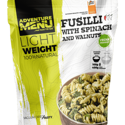 Fusilli with spinach and walnuts