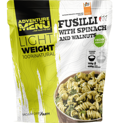 Fusilli with spinach and walnuts