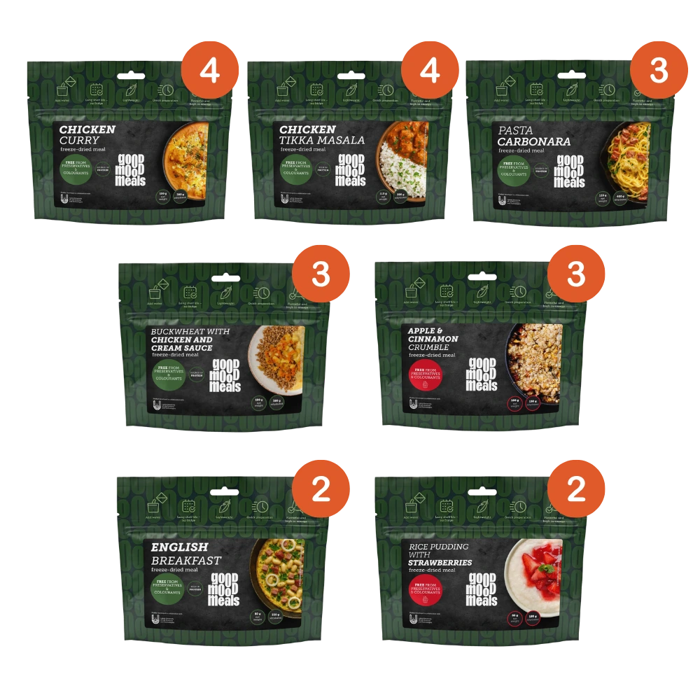 Inhoud van de Good Mood Meals Adventure Food Bucket