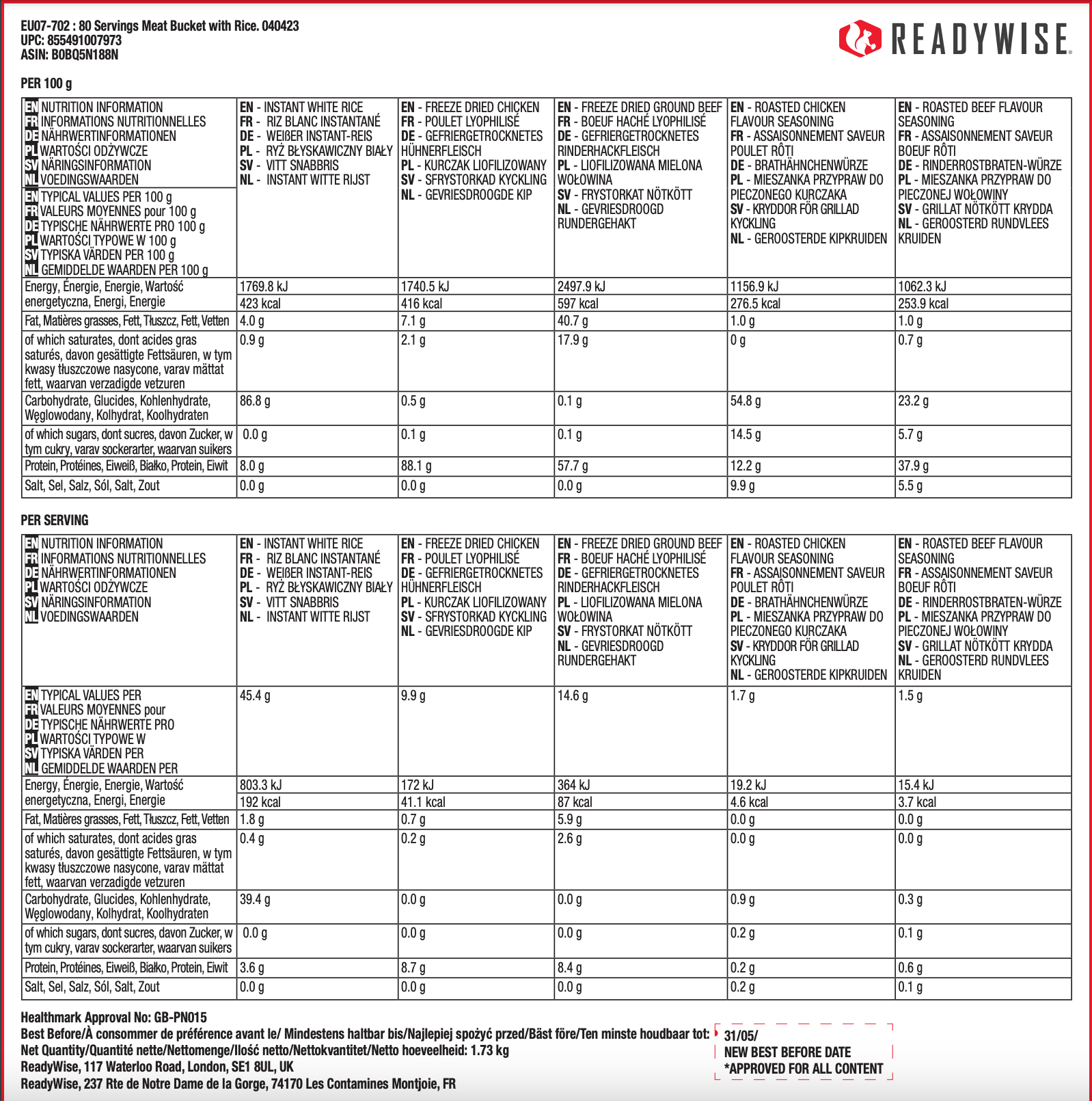 ReadyWise EU07-702 – Europees etiket met productinformatie