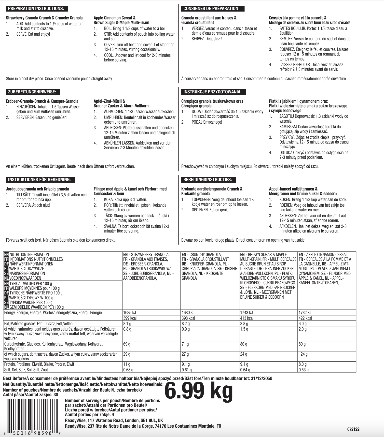 ReadyWise RW01-121 – Europees etiket met productinformatie
