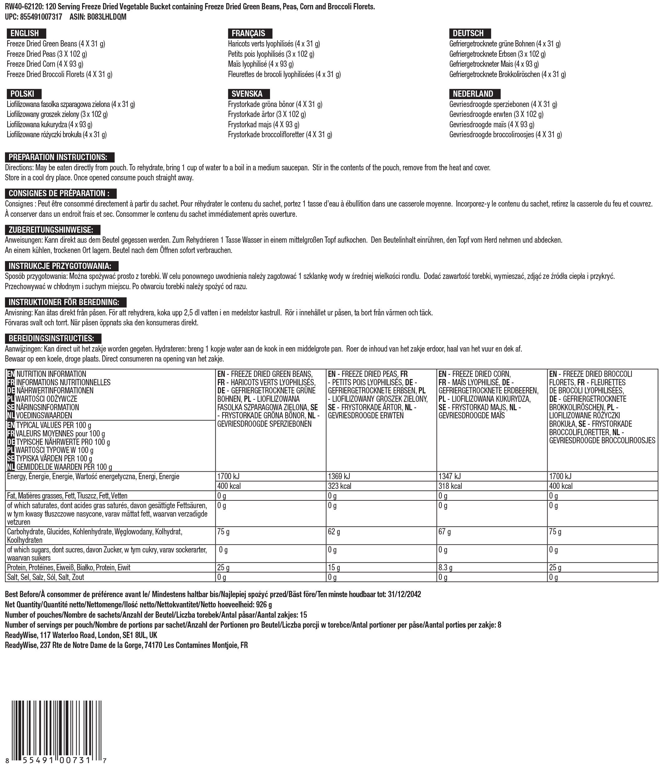 ReadyWise RW40-62120 – Europees etiket met productinformatie